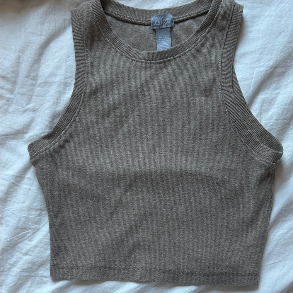 Grayish tan Ribbed Tank Top